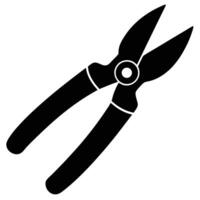Black Pruning Shears Silhouette with Curved Handles and Sharp Blades Isolated on White vector