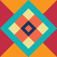 Geometric pattern features vibrant squares, diamonds, and triangular shapes creating an appealing symmetrical display vector