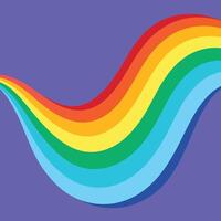 Wavy rainbow arc is featured over the purple background in this illustration vector