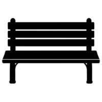 Black Silhouette of a Public Park Bench With Backrest on White Background vector