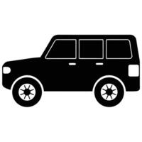 Silhouette Icon of a Car SUV, Black, Automobile with Window Details and Wheels vector