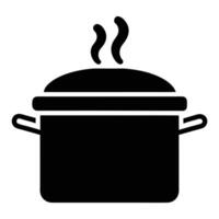 Black Silhouette of a Steaming Pot with Lid and Handles Design Element vector