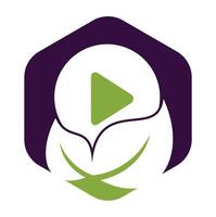Leaf play button design icon illustration. vector