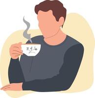 Illustration of a man drinking coffee vector