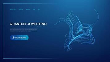Quantum computing abstract background with digital blue lines vector