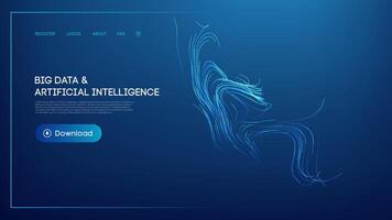 Flowing blue digital lines representing big data and artificial intelligence vector