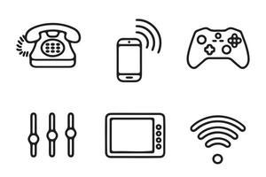 Simple Line Icons of Modern Communication and Entertainment Devices vector