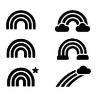 Collection of rainbow icons with clouds for versatile design use vector