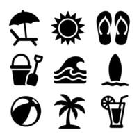 Beach lifestyle icon set, simple summer and seaside illustrations vector