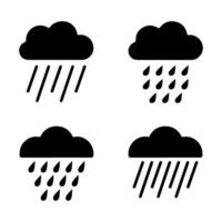 Rain cloud icon set with raindrops and showers vector