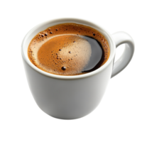 Rich coffee served in a white cup with a smooth froth topping and deep aroma perfect for a morning start, Transparent Background png