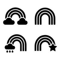 Rainbow and cloud icons set vector