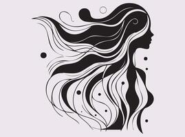 Abstract Bahu Style Female Silhouette with Line Art and Geometric Shape Design vector