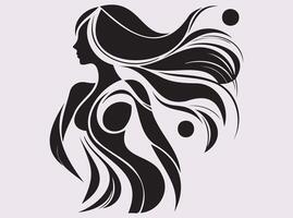 Artistic Line Drawing of Woman Silhouette in Geometric Abstract Bahu Style vector