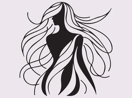 Black Silhouette of Woman in Abstract Geometric Bahu Art Minimalist Style Design vector