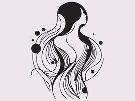 Modern Bahu Art Woman Silhouette with Geometric Shapes and Clean Line Illustration vector