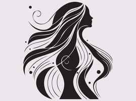 Female Silhouette Art in Abstract Geometric Bahu Style with Black and Line Elements vector