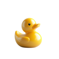 Bright yellow rubber duck floating happily on a serene surface, perfect for playful bath times and nostalgic moments, Transparent Background png