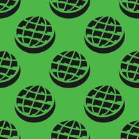 Isometric pattern with globe icons in bold negative space style on a vivid green background. Ideal for topics like internet, eco, global network, or sustainability themes. vector