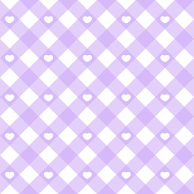 Gingham heart diagonal seamless pattern in pastel purple color. Vichy plaid design for Easter holiday textile decorative. checkered pattern for fabric picnic blanket, tablecloth, dress, napkin.