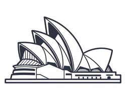 illustration of the iconic sydney opera house in a simple minimalist black and white design vector