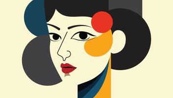 Female Portrait in Modern Cubist Style Featuring Bold Shapes and Vibrant Colors in Artistic Composition. vector