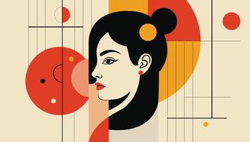Abstract Modern Woman Illustration in Geometric Art Style with Bold Colors vector