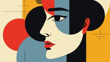 Abstract Illustration of a Woman's Profile Using Bold Geometric Shapes and Artistic Design. vector