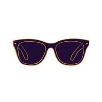 Minimal pair of glasses dark purple gold accent vision health and eyewear design vector