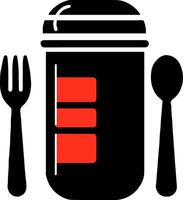 Flat minimal bold silhouette icon of weight loss meal prep black silhouette with a red accent detail health wellness icon vector