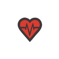 Flat minimal bold silhouette of heart rate monitor white silhouette with a red accent detail health wellness vector
