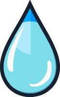 Water droplet shown a clear flat minimal silhouette with blue accent detail representing hydration and purity in health and wellness graphics vector