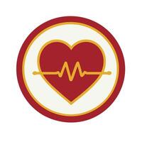 Heart embedded lifeline silhouette illustrating cardiac health monitoring emergency care and vital signs rendered in clean minimal bold style vector