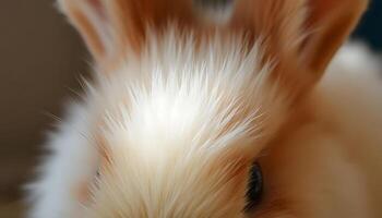 close up of a rabbit's face with a blurry background photo