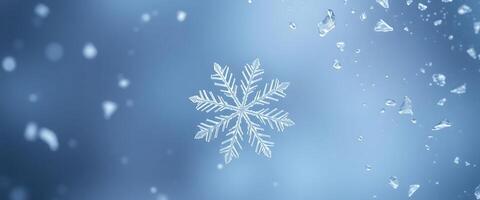 snowflake on a window with drops of water photo