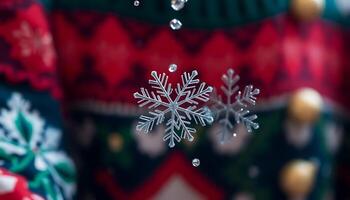 close up of a snowflake on a sweater photo