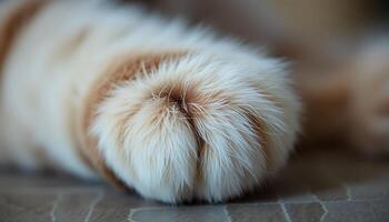 close up of a cat's paw with a blurry background photo