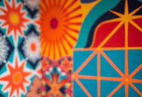 close up of a wall with a colorful pattern on it photo