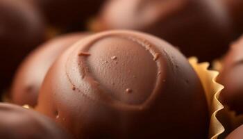 close up of a chocolate ball with a bite taken out of it photo