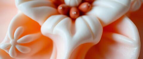 close up of a white and orange object photo