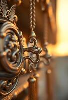 close up of a clock on a table photo