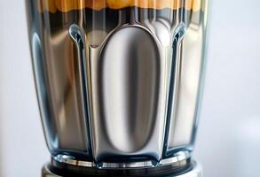 close up of a blender with food inside of it photo