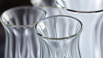 three clear vases sitting next to each other on a table photo