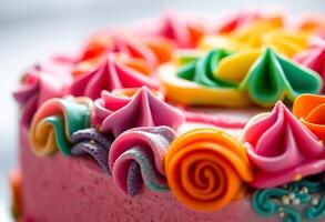 close up of a colorful cake with icing photo