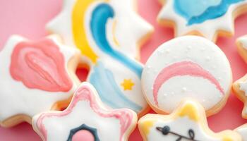 close up of some decorated cookies on a table photo
