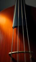 close up of the strings of a guitar photo