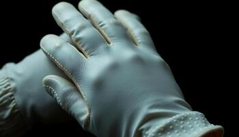 pair of white gloves on a black background photo