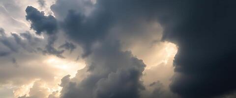 plane flying through a cloudy sky on a sunny day photo