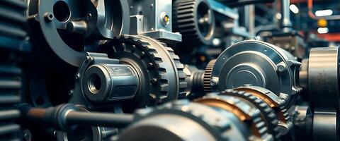 close up of a machine with gears photo