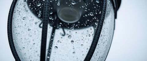 street light with rain drops on it photo
